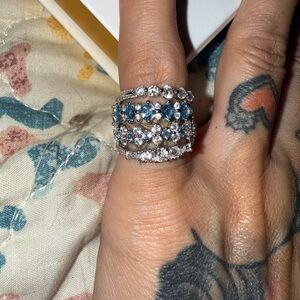 Elegant Silver and Blue Gemstone Ring